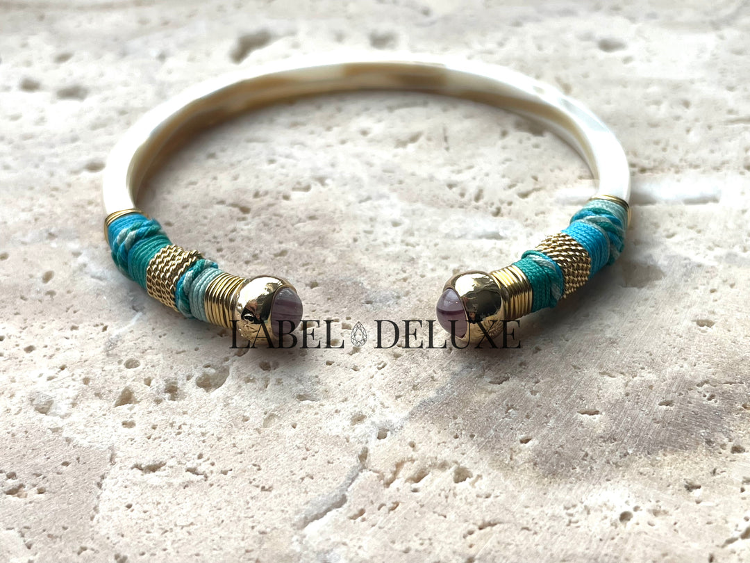 Gas Bijoux armband 646952 - Sari Bis - blauw paars acetaat goud - 15 CM