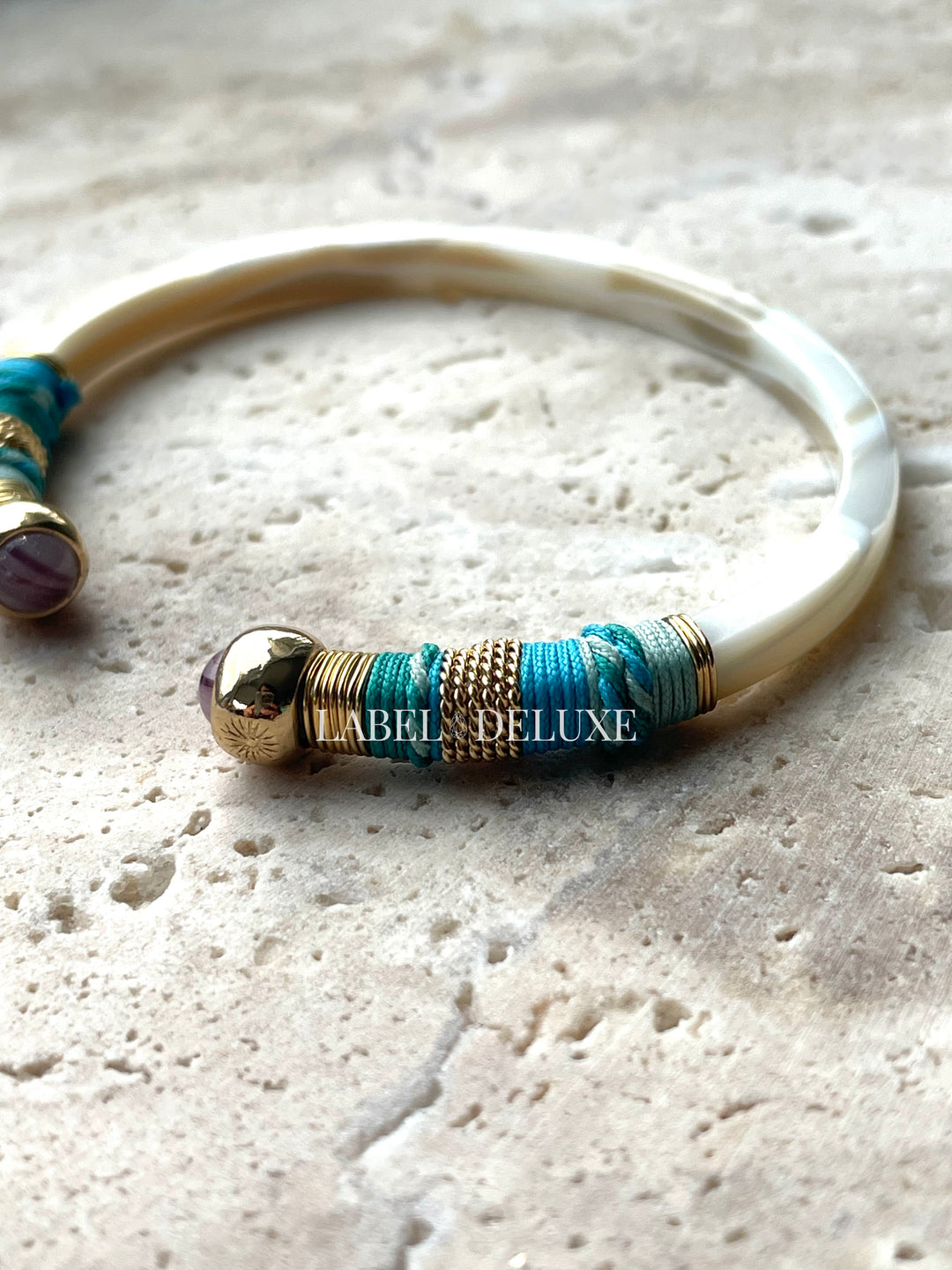 Gas Bijoux armband 646952 - Sari Bis - blauw paars acetaat goud - 15 CM