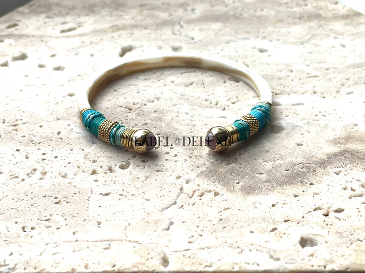 Gas Bijoux armband 646952 - Sari Bis - blauw paars acetaat goud - 15 CM
