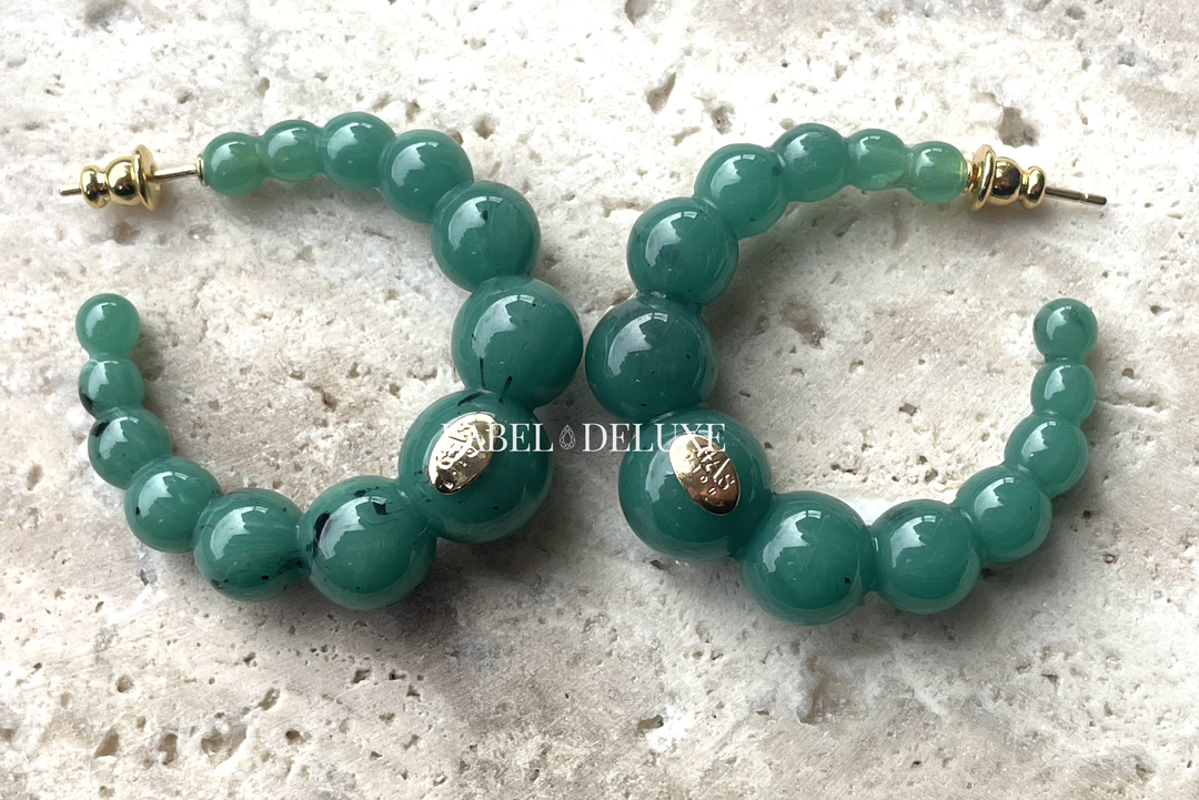 Gas Bijoux 420119_GR - Dames Oorbellen - Creole Andy Hoop Small - Groen - L 4 cm W 1 cm