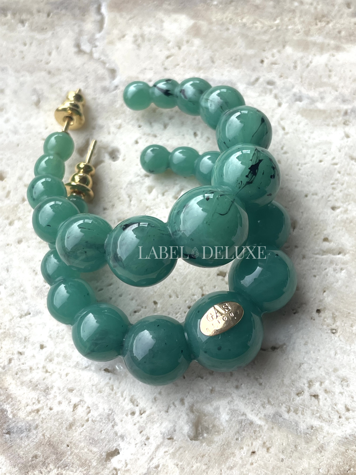 Gas Bijoux 420119_GR - Dames Oorbellen - Creole Andy Hoop Small - Groen - L 4 cm W 1 cm