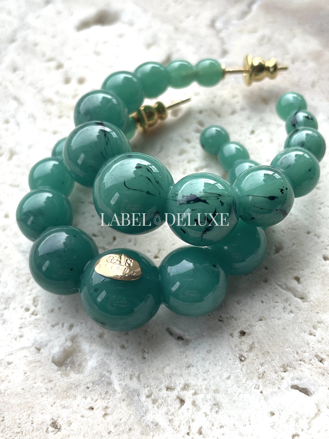 Gas Bijoux 420119_GR - Dames Oorbellen - Creole Andy Hoop Small - Groen - L 4 cm W 1 cm