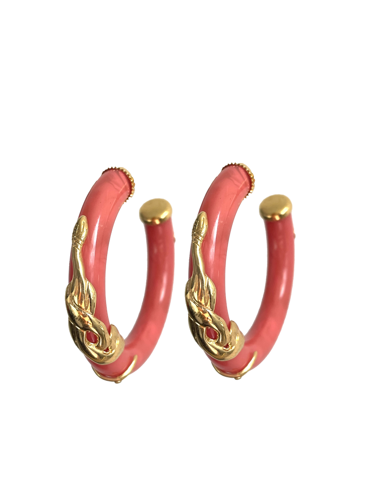 Gas Bijoux oorbellen 297213_C - Dames Oorbellen - Creole Cobra - Koraal Goud - 4 cm