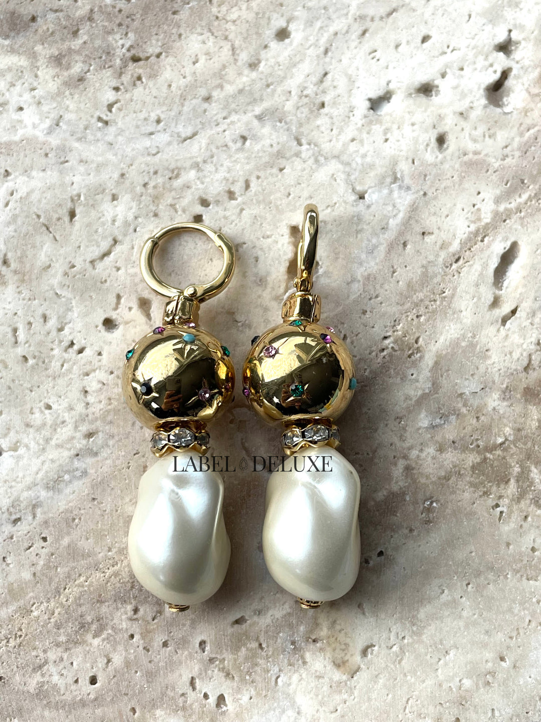 Gas Bijoux 739543 Earrings Comete Biwa Multi Pearl Gold - Dames Oorbellen - 5 CM
