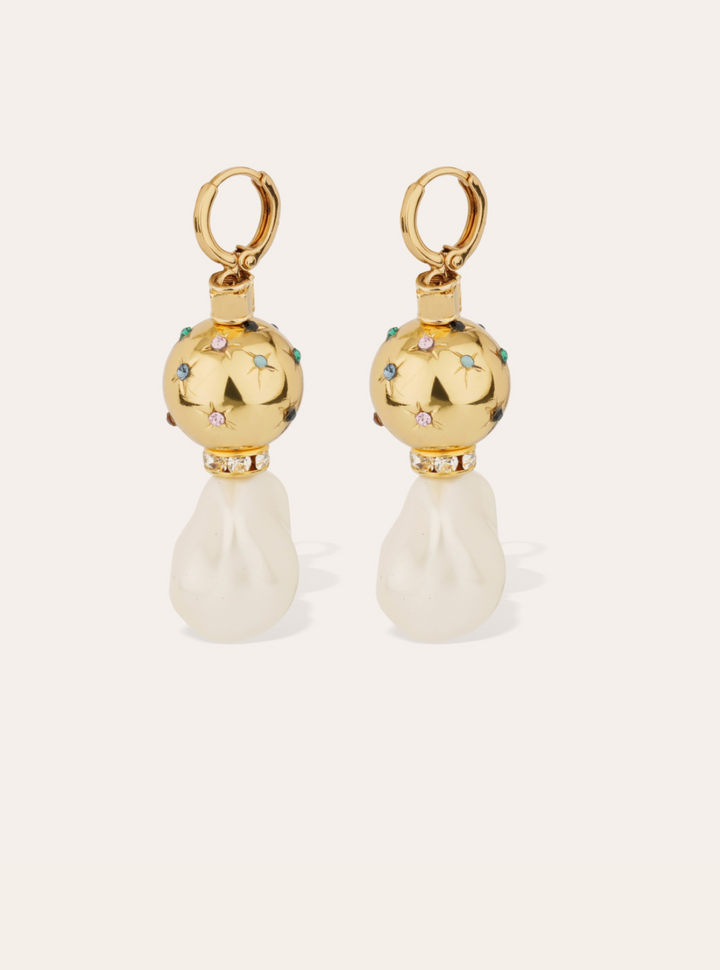 Gas Bijoux 739543 Earrings Comete Biwa Multi Pearl Gold - Dames Oorbellen - 5 CM
