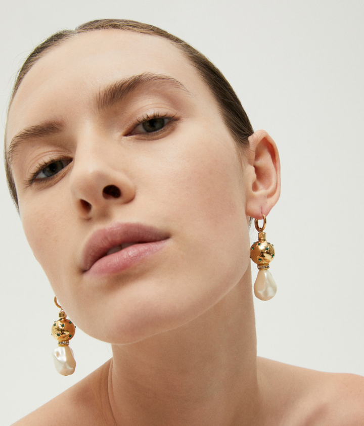 Gas Bijoux 739543 Earrings Comete Biwa Multi Pearl Gold - Dames Oorbellen - 5 CM