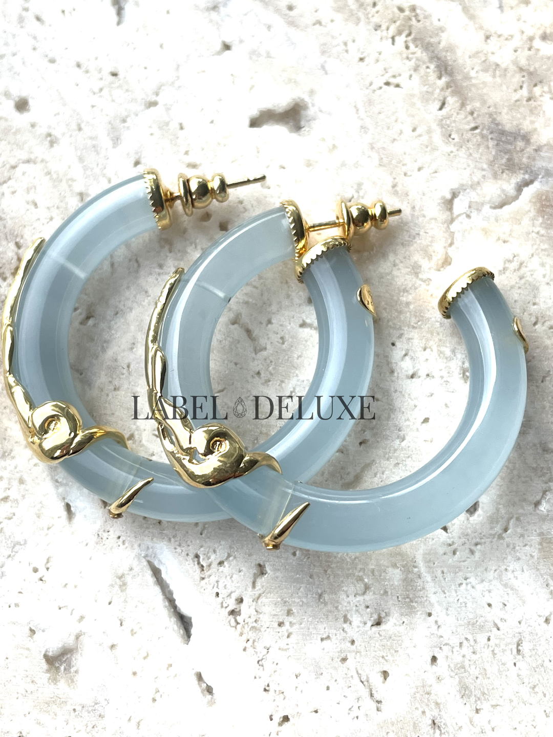 Gas Bijoux oorbellen 297213_LB - Dames Oorbellen - Creole Cobra - Light Blue - 4 cm