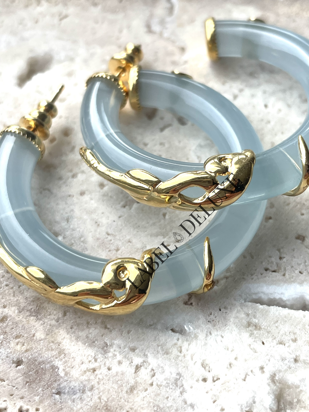Gas Bijoux oorbellen 297213_LB - Dames Oorbellen - Creole Cobra - Light Blue - 4 cm