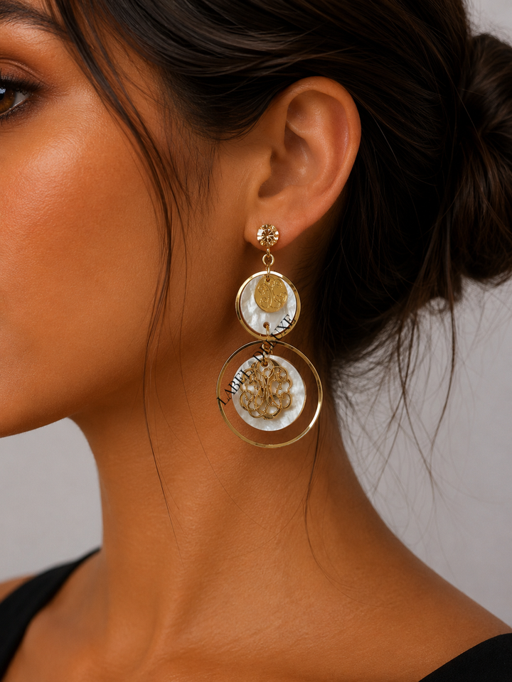 Gas Bijoux 475152 - Dames oorbellen - Idylle Petite Pearl earrings - Parelmoer goud 7 CM