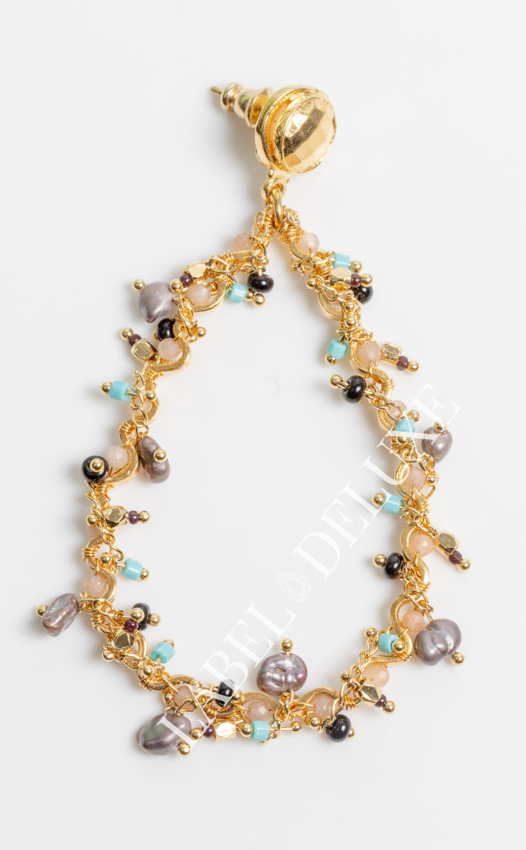 Gas Bijoux oorbellen 511484 - Dames Oorbellen - Nympheas Colourful Stones & Pearls - goud - 7 CM