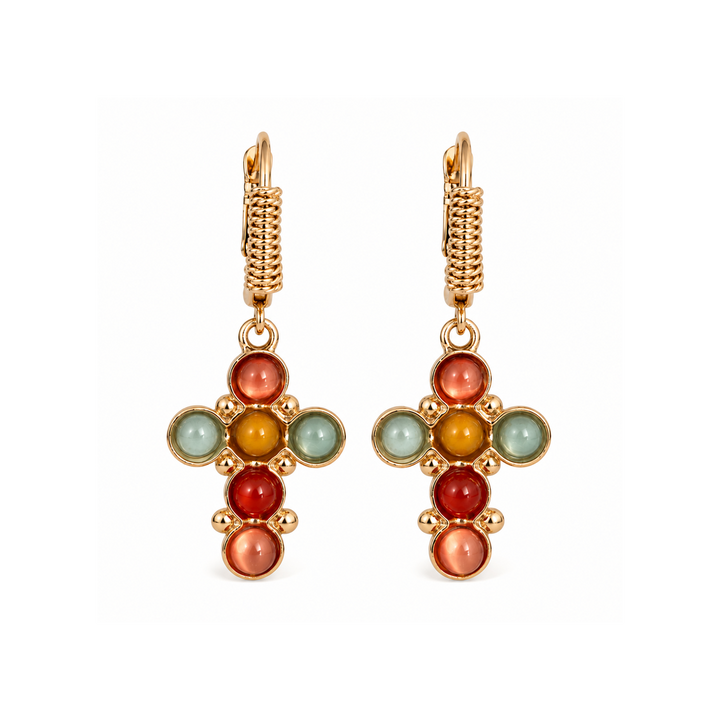 Tao Cruzita 695100 - Dames Oorbellen - Goud Carnelian &amp; Amazonite