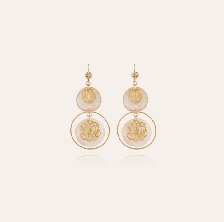 Gas Bijoux 475152 - Dames oorbellen - Idylle Petite Pearl earrings - Parelmoer goud 7 CM