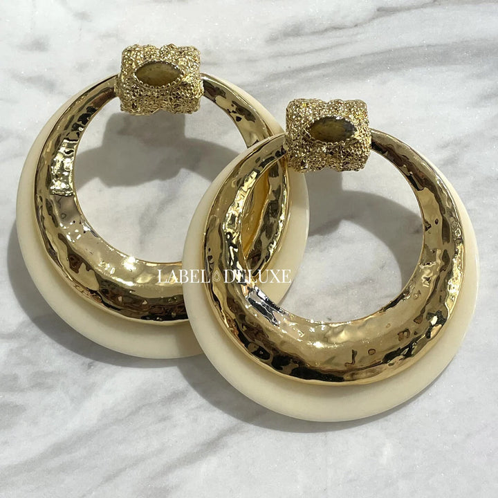 Gas Bijoux Meknes 560178 - Acetate Oorbellen Crème Beige Tijgeroog Goud