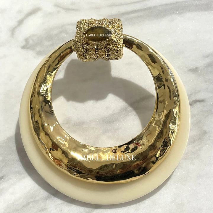 Gas Bijoux Meknes 560178 - Acetate Oorbellen Crème Beige Tijgeroog Goud