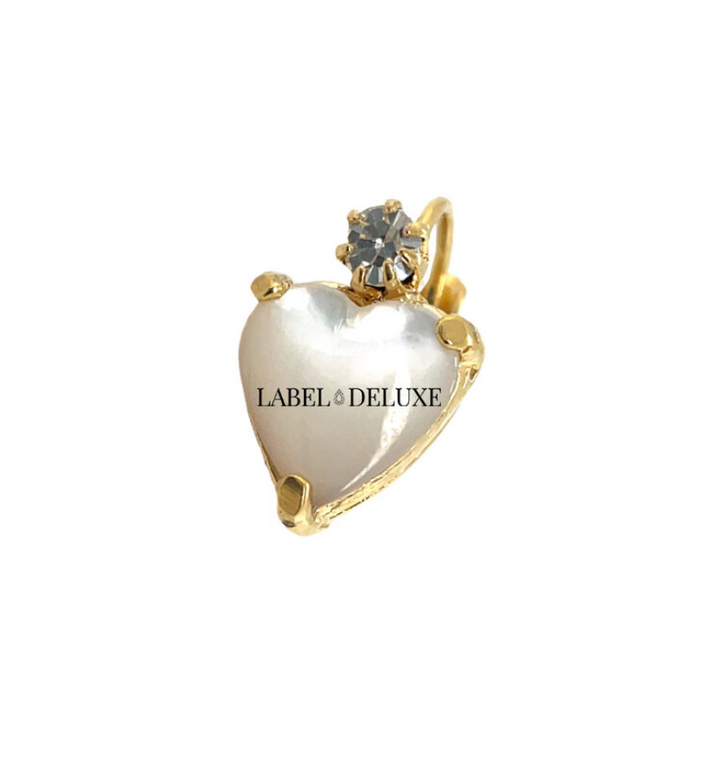 Gas Bijoux Donguette heart earrings with mother of pearl gold
