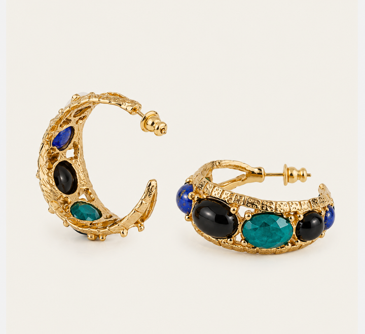 Orea Hoops 719533 - Dames Oorbellen -  Goud Blauw Zwart