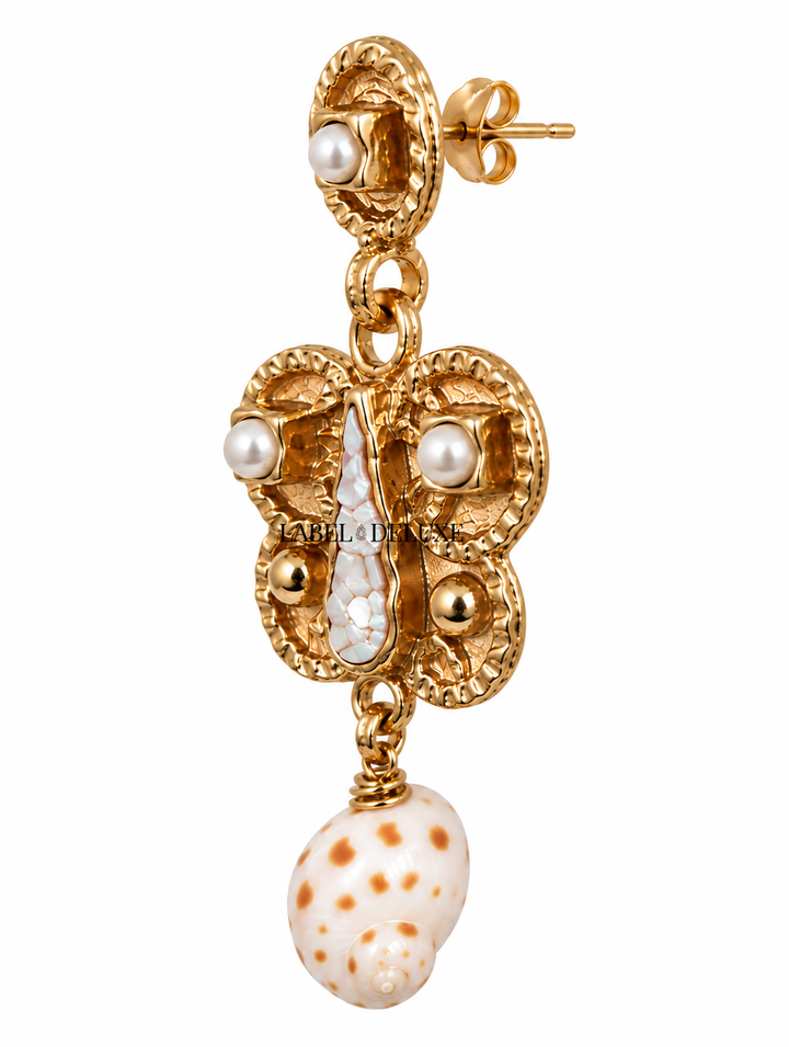Paz Butterfly 565277 - Dames Oorbellen - Goud 7 Mother of pearl