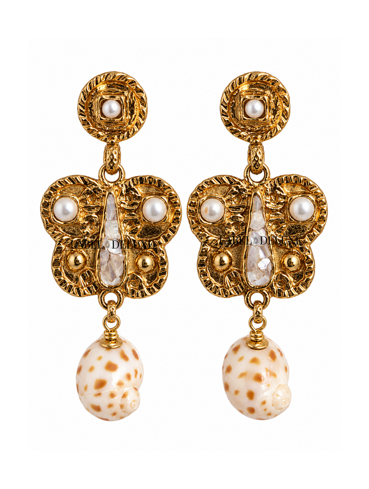 Paz Butterfly 565277 - Dames Oorbellen - Goud 7 Mother of pearl