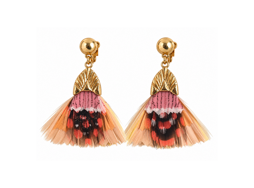 Plumette Clips 517482 - Dames Oorbellen - Plumette Clips - Oranje Goud Zwart