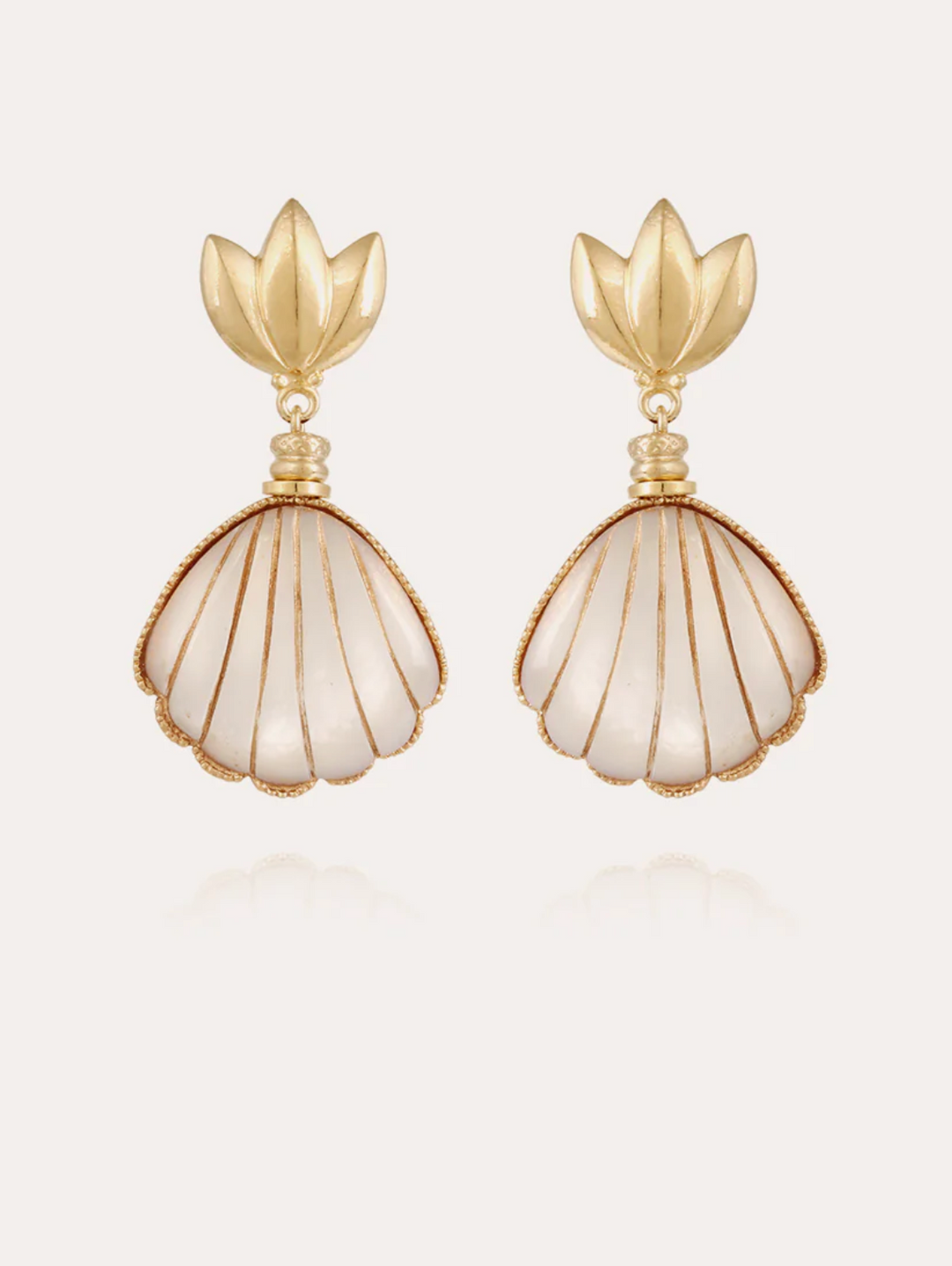 Gas Bijoux Earrings 615457 - Sanibel - Dames Oorbellen - Mother of Pearl Goud - 5 cm