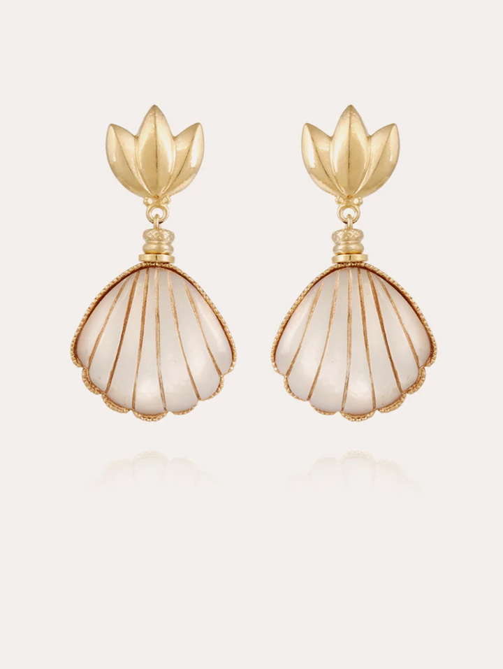 Gas Bijoux Earrings 615457 - Sanibel - Dames Oorbellen - Mother of Pearl Goud - 5 cm