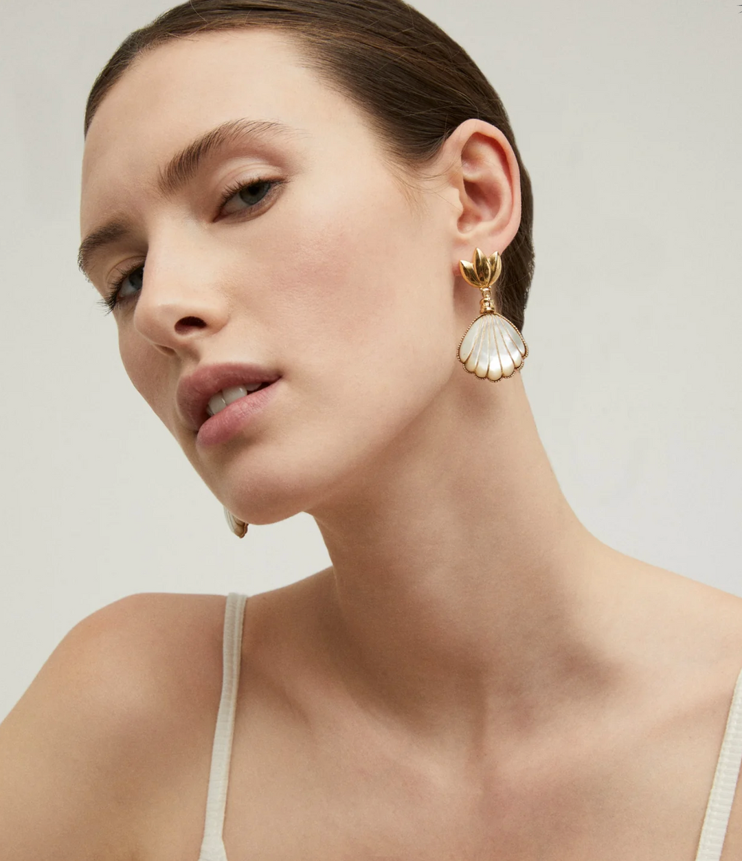 Gas Bijoux Earrings 615457 - Sanibel - Dames Oorbellen - Mother of Pearl Goud - 5 cm