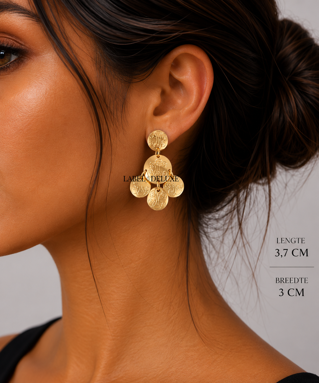 Gas Bijoux 149886 Sequin Diva Earrings - Gouden Dames Oorbellen - L 3.7 CM - W 3 CM