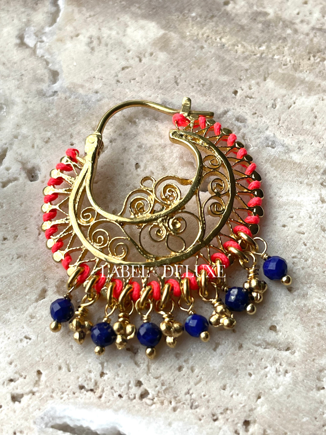 Gas Bijoux oorbellen 577091 - Dames Oorbellen - Yuca Hoop - roze blauw goud - 3,5 CM