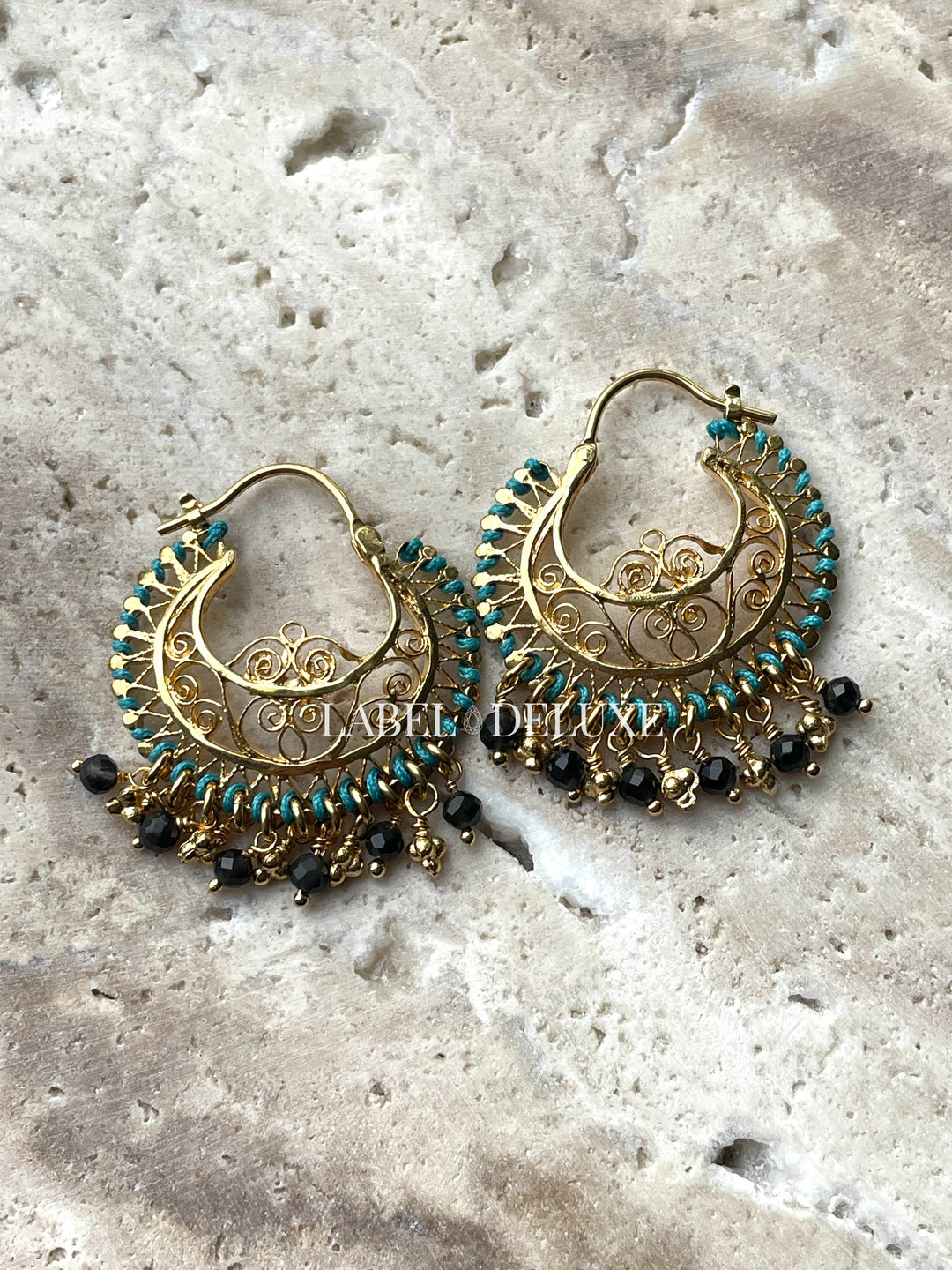 Gas Bijoux oorbellen 714306 - Dames Oorbellen - Yuca Hoop - blauw goud - 3,5 CM
