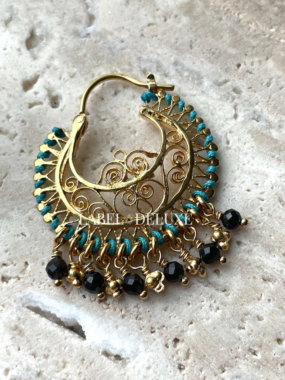 Gas Bijoux oorbellen 714306 - Dames Oorbellen - Yuca Hoop - blauw goud - 3,5 CM
