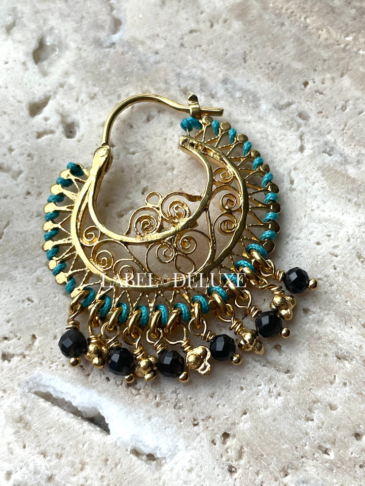 Gas Bijoux oorbellen 714306 - Dames Oorbellen - Yuca Hoop - blauw goud - 3,5 CM