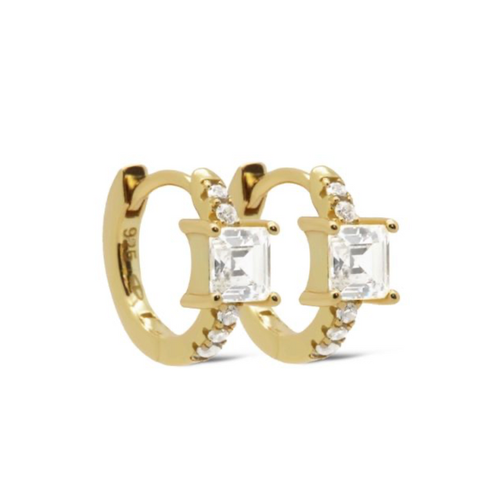 Karma Jewelry Oorbellen H519GP - Dames Oorbellen - Earrings Hinged Hoops Elly - 925 Sterling Zilver - 14K Gouden Plating - Goud - 12 MM