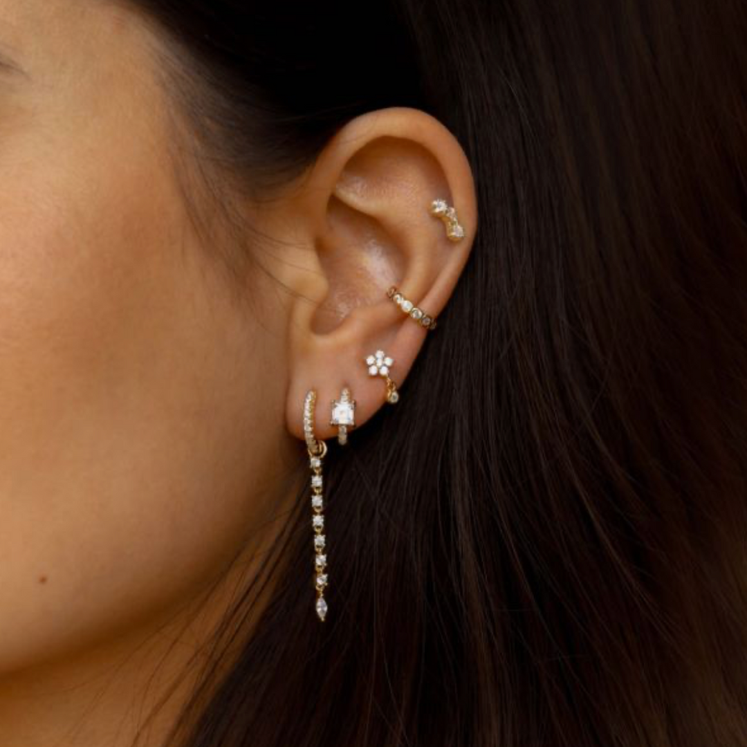 Karma Jewelry Oorbellen H519GP - Dames Oorbellen - Earrings Hinged Hoops Elly - 925 Sterling Zilver - 14K Gouden Plating - Goud - 12 MM