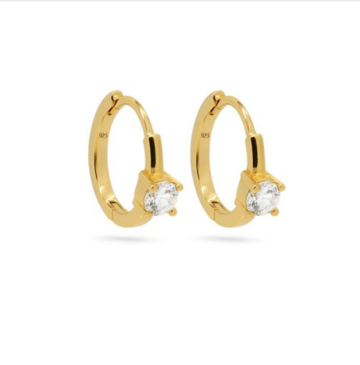 Karma Jewelry oorbellen H53GP - Dames Oorbellen - Hinged Hoops Single Solid Zirconia - Goud - 12 MM