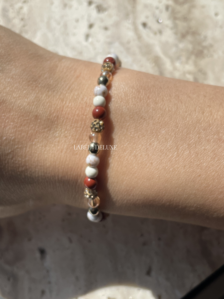 Karma Jewelry 84679EL - Kralen Armband Dames - Spiral Liora - XXS - Rosegoud Crystal - Elastisch - 4 MM - 18 CM