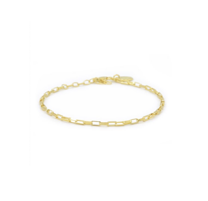 Karma Jewelry 94120 - Bracelet Square Chain - Sterling Zilveren Damesarmband - 14K Gouden Plating - Goud - 16 + 3 CM