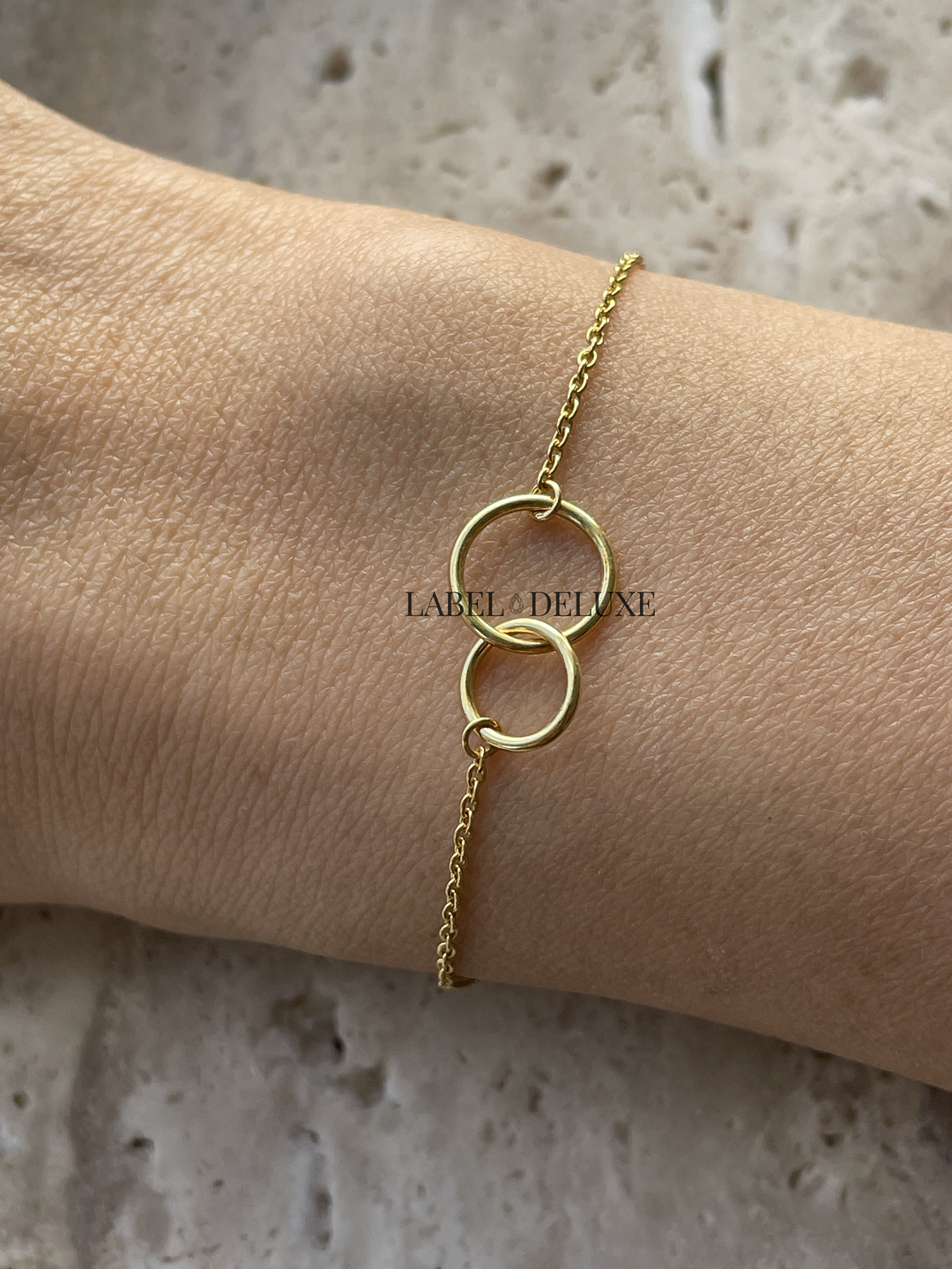 Karma Jewelry 94137GP - Bracelet Double Circle - Damesarmband - Sterling Zilveren - 14K Gouden Plating - Goud - 16 + 3 CM