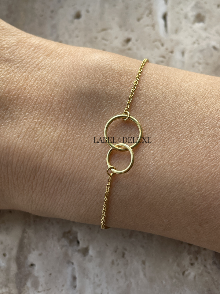 Karma Jewelry 94137GP - Bracelet Double Circle - Damesarmband - Sterling Zilveren - 14K Gouden Plating - Goud - 16 + 3 CM