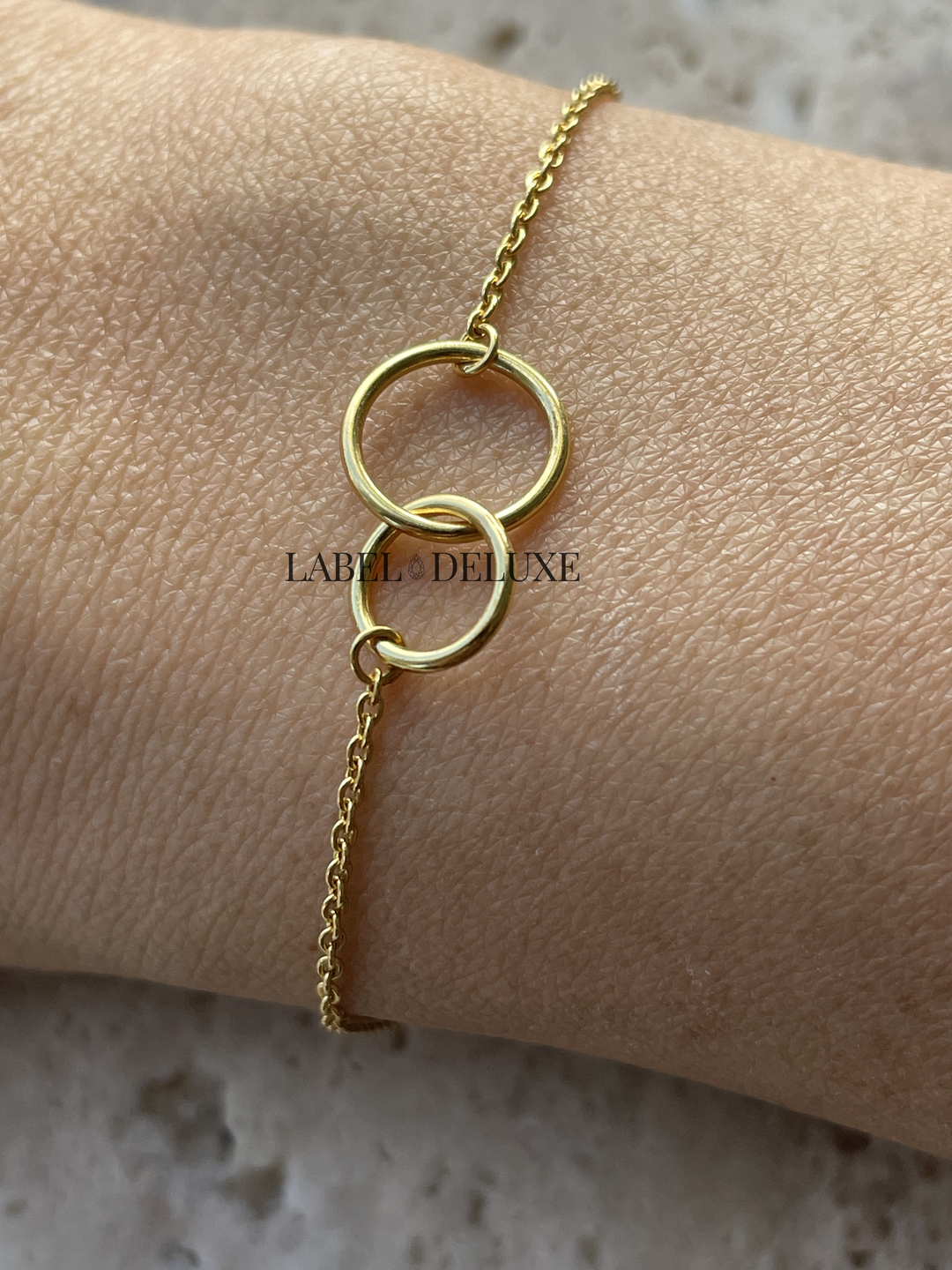 Karma Jewelry 94137GP - Bracelet Double Circle - Damesarmband - Sterling Zilveren - 14K Gouden Plating - Goud - 16 + 3 CM