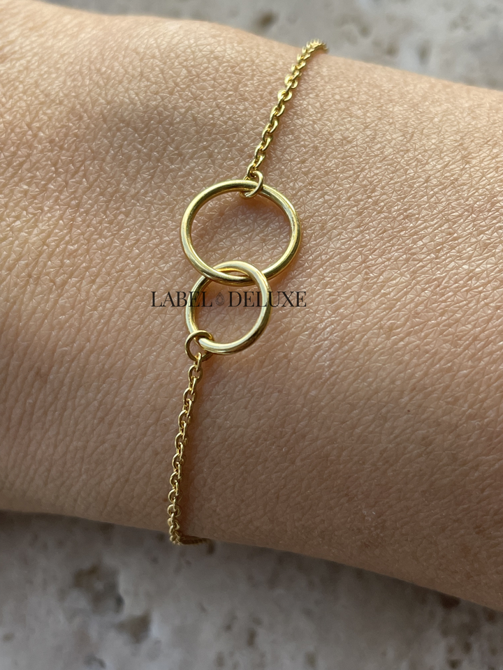 Karma Jewelry 94137GP - Bracelet Double Circle - Damesarmband - Sterling Zilveren - 14K Gouden Plating - Goud - 16 + 3 CM