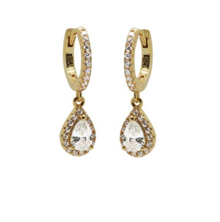 Karma Jewelry A102 - Hinged Hoops Zirconia Harper Chloe - Oorbellen Dames - 925 Sterling Zilver - 14K Gouden Plating - Goud kleurig - 20 MM