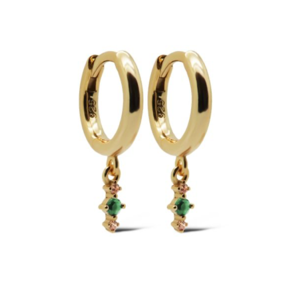 Karma Jewelry oorbellen A143GP_EG - Dames Oorbellen - Hinged Hoops Rosealie - Roze Emerald - Goud
