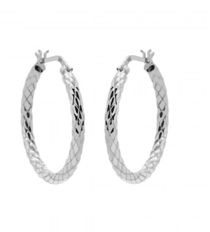 Karma Jewelry H301S- Big Croco Hoops - Oorbellen dames - 925 Sterling zilver - 28 MM
