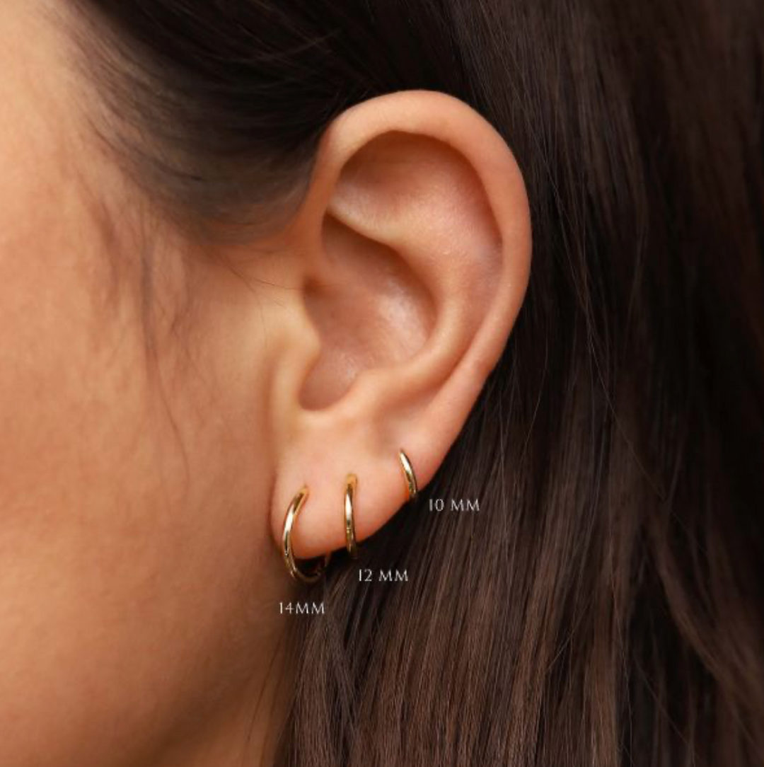Karma Jewelry oorbellen H420GP - Dames Oorbellen - Plain Hinged Hoops Hely - Goud - 12 MM