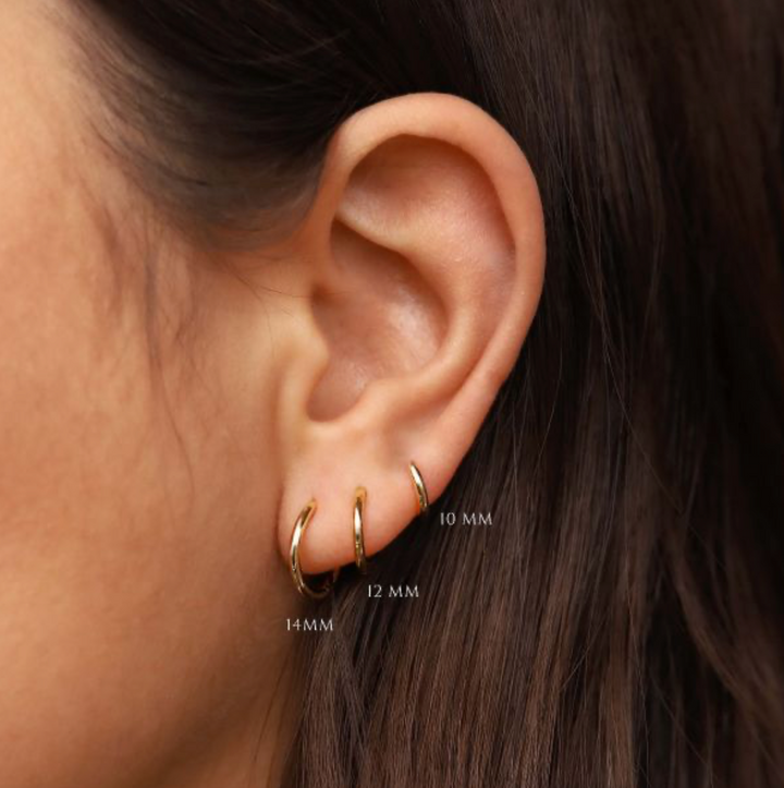 Karma Jewelry oorbellen H420GP - Dames Oorbellen - Plain Hinged Hoops Hely - Goud - 12 MM