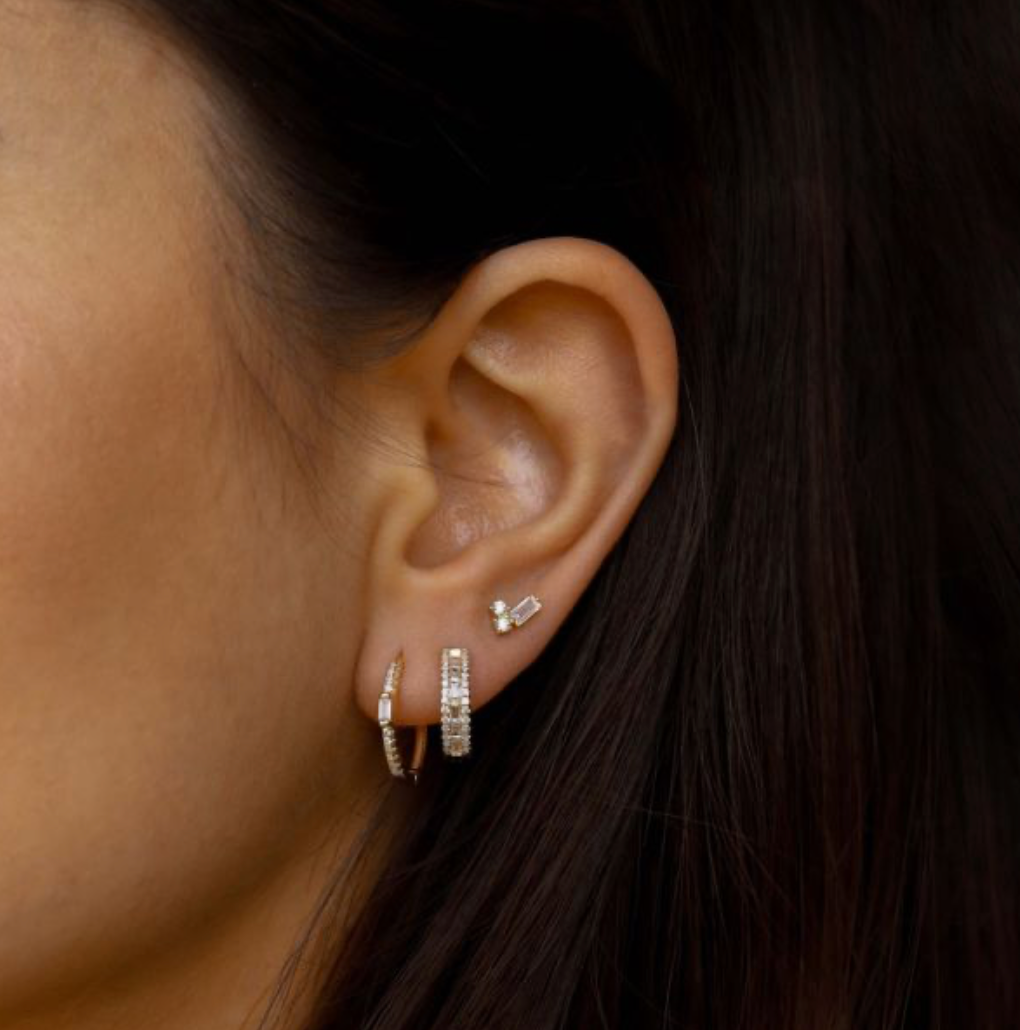 Karma Jewelry earrings H493S - Dames Oorbellen - Hoops Nois Baguette - Zilver - 16 MM