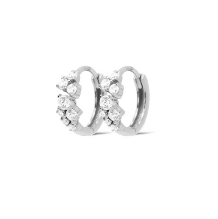 Karma Jewelry H604S - Hinged Hoops Tania Zirconia - Oorbellen dames - 925 Sterling zilver - 12 MM