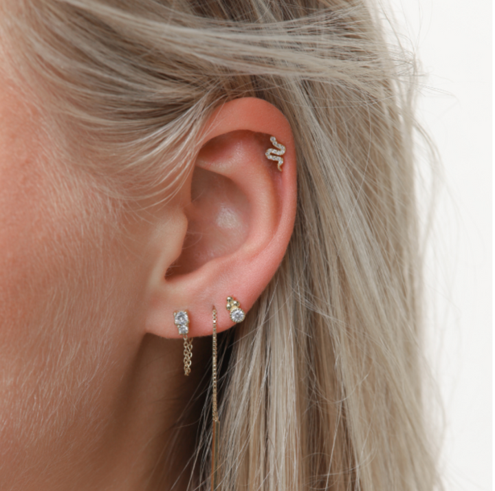 Karma Jewelry oorbellen M1891S - Dames Oorbellen - Pull Through Tube XL Round - Zilver