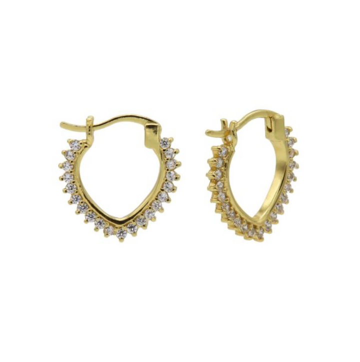 Karma Jewelry M3173GP - Oorringen Dames - Plain Hoops Zirconia V - 925 Sterling Zilver - 14K Gouden Plating - Goudkleurig - 19 MM