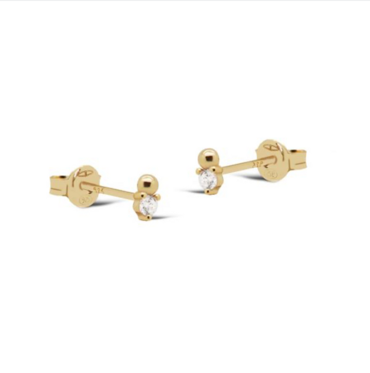 Karma Jewelry earrings R159GP - Dames Oorbellen - Zirconia Earstuds Dotty - Goud - 5 MM